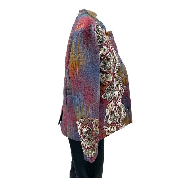 Soft Surroundings Vintage Maija Embroidered Jacket Velvet Bead Boho Maximalist M - Picture 6 of 11